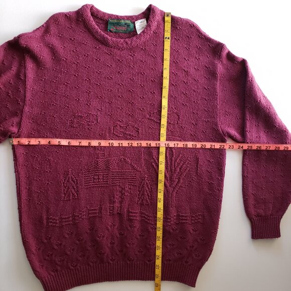 Vintage Northern Reflections By Parkhurst Maroon Farmhouse Knit Sweater Size L - Picture 12 of 15